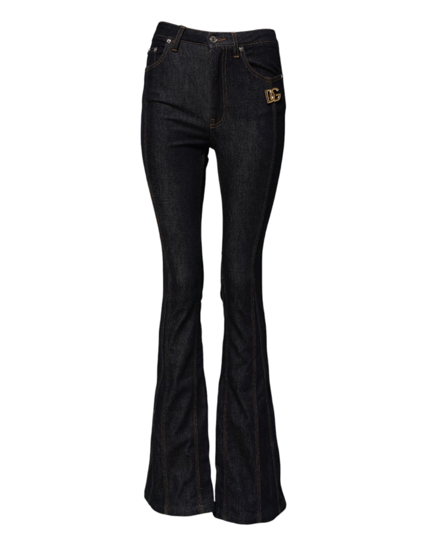 Dolce & Gabbana Schwarze Bootcut-Denim-Jeans aus Baumwolle mit mittlerer Taille