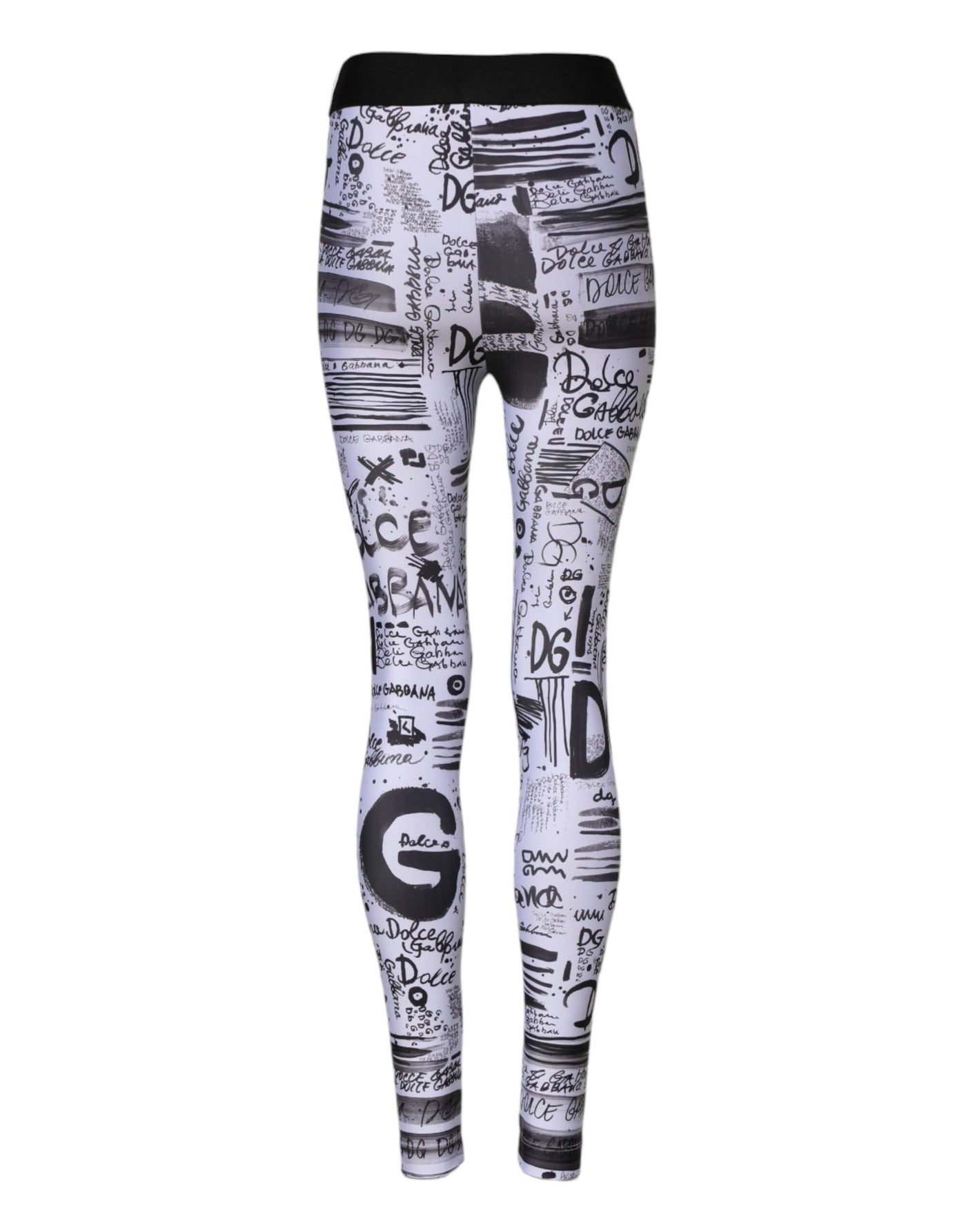 Dolce & Gabbana Weiße Grafik HighWaist Skinny Leggings Hose