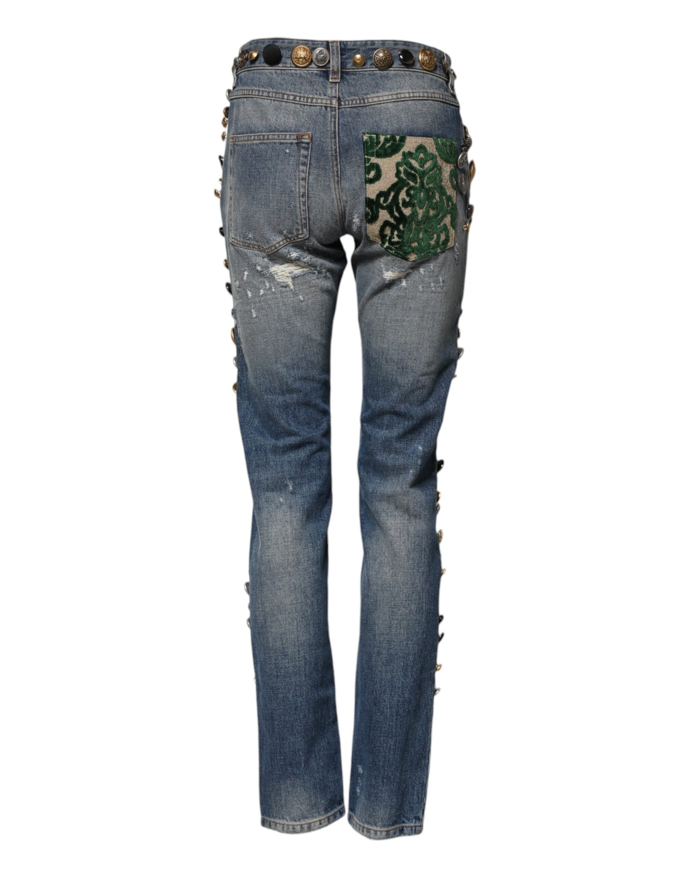 Dolce & Gabbana Blaue verschönerte zerfetzte SkinnyDenim Jeans