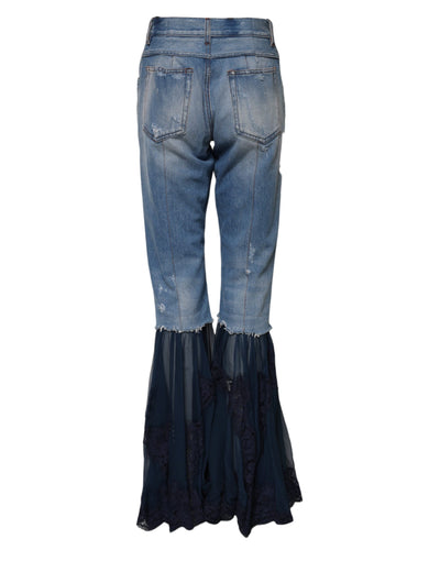 Dolce & Gabbana Blaue Denim-Jeans mit hoher Taille aus Baumwolle