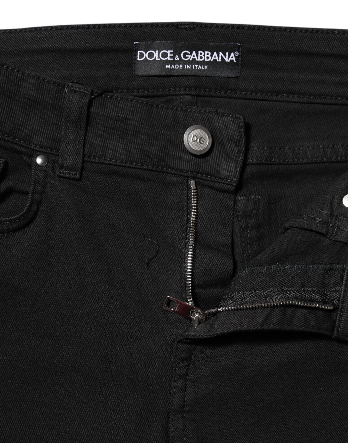 Dolce & Gabbana Schwarze Cotton Logo Skinny MidWaist Denim Jeans