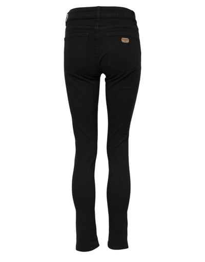 Dolce & Gabbana Schwarze Cotton Logo Skinny MidWaist Denim Jeans