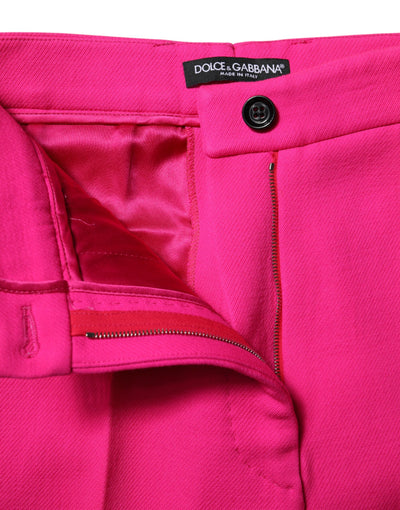 Dolce & Gabbana Fuchsia Pink Hochtaillierte Hose mit schmalem Bund