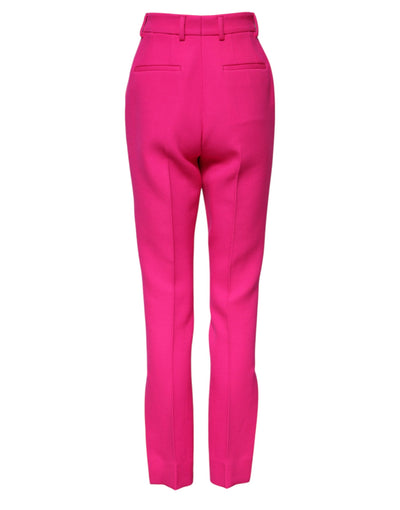 Dolce & Gabbana Fuchsia Pink Hochtaillierte Hose mit schmalem Bund
