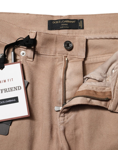 Dolce & Gabbana Braune Boyfriend Denim-Hose aus Baumwolle Jeans