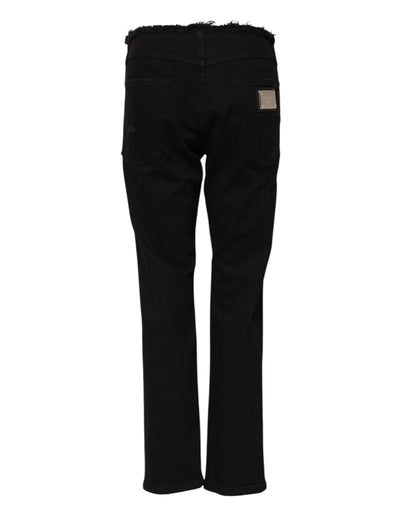 Dolce & Gabbana Schwarze Denim-Jeans mit mittlerer Taille aus Baumwolle