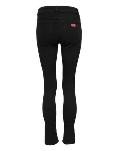 Dolce & Gabbana Schwarze Skinny Denim-Jeans aus Baumwolle mit mittlerer Taille