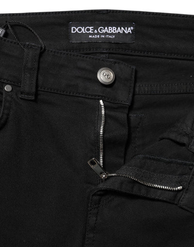 Dolce & Gabbana Schwarze Skinny Denim-Jeans aus Baumwolle mit mittlerer Taille