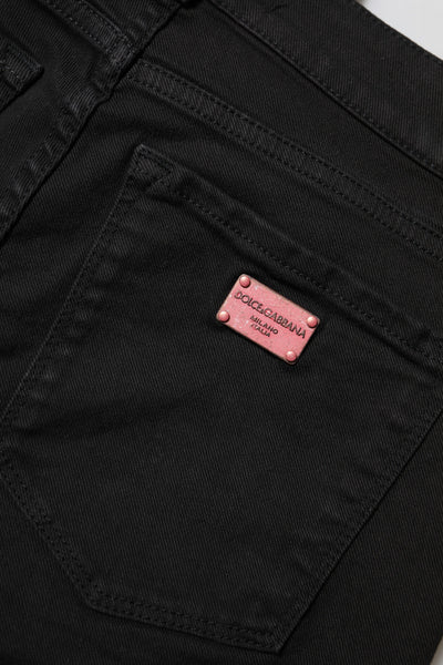 Dolce & Gabbana Schwarze Skinny Denim-Jeans aus Baumwolle mit mittlerer Taille