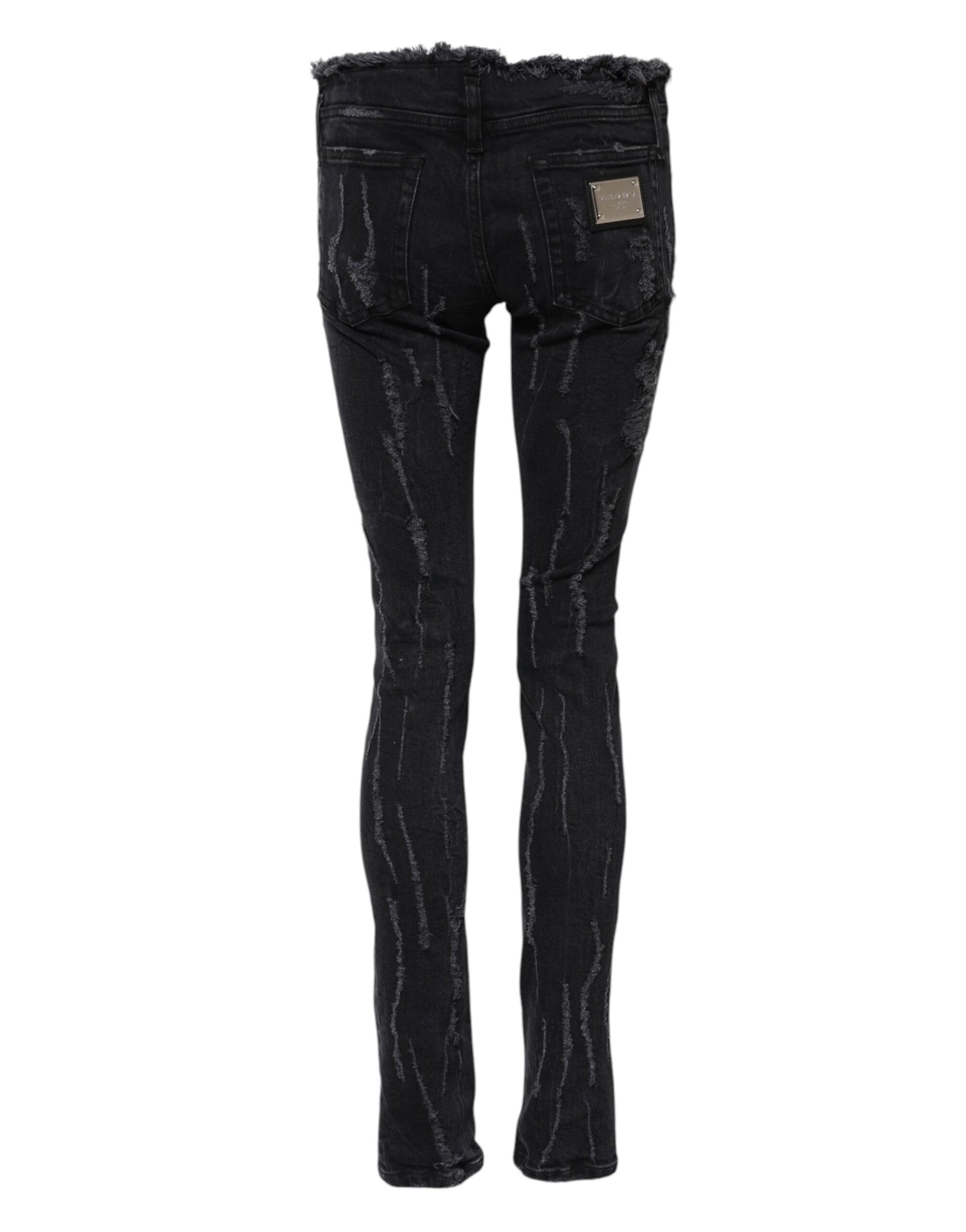 Dolce & Gabbana Schwarze zerfledderte Skinny Denim Jeans aus Baumwolle