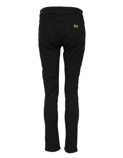 Dolce & Gabbana Schwarze Skinny Denim-Jeans aus Baumwolle mit mittlerer Taille
