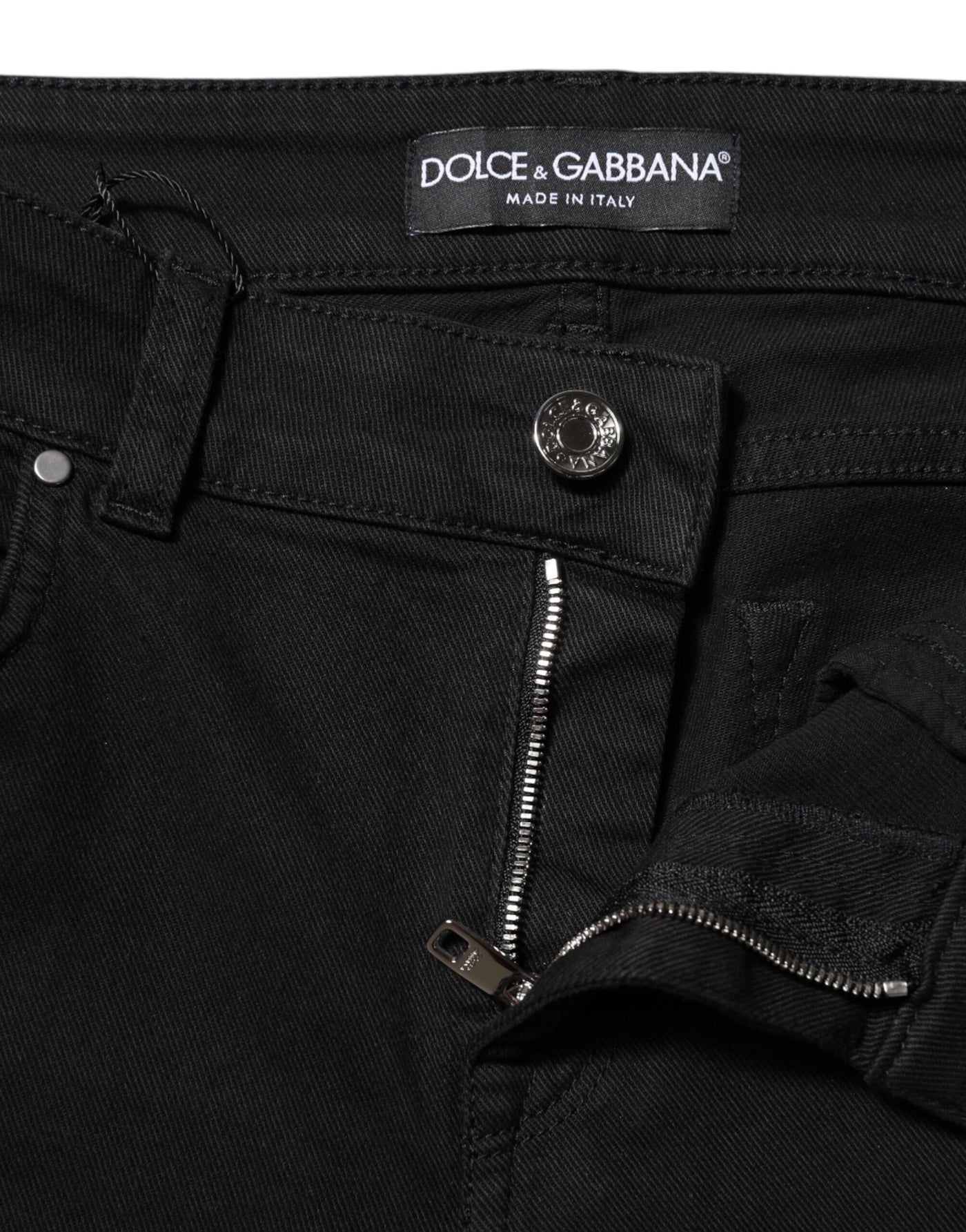 Dolce & Gabbana Schwarze Skinny Denim-Jeans aus Baumwolle mit mittlerer Taille