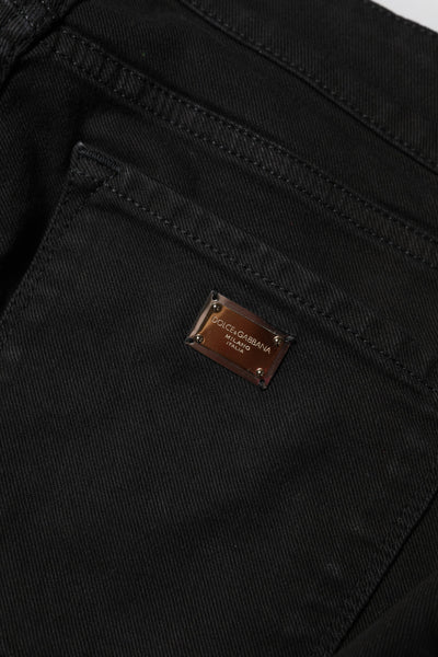 Dolce & Gabbana Schwarze Skinny Denim-Jeans aus Baumwolle mit mittlerer Taille