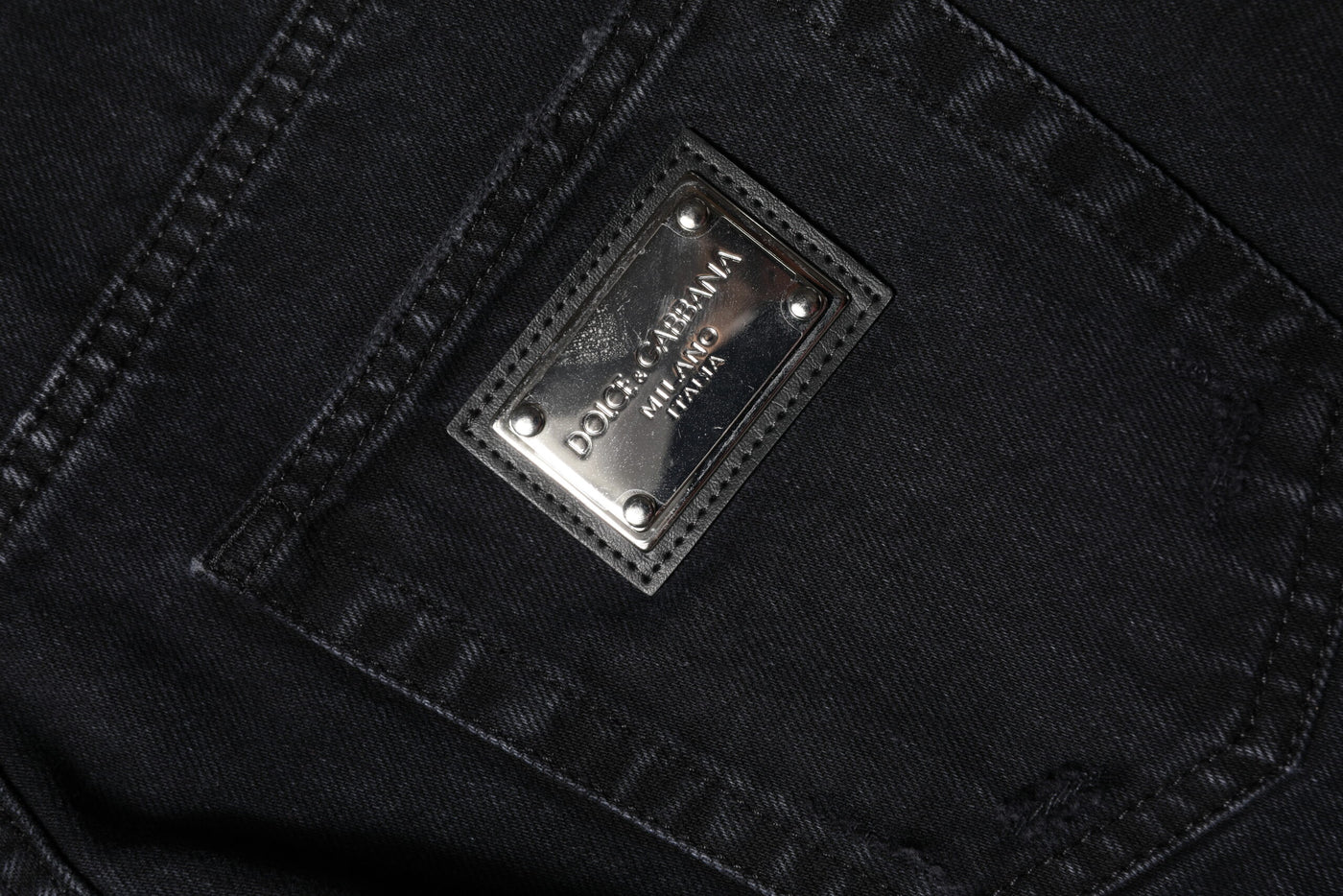 Dolce & Gabbana Schwarze zerfledderte Denim-Jeans mit mittlerer Taille aus Baumwolle
