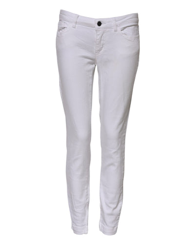 Dolce & Gabbana Weiße Skinny Denim-Jeans aus Baumwolle mit niedriger Taille