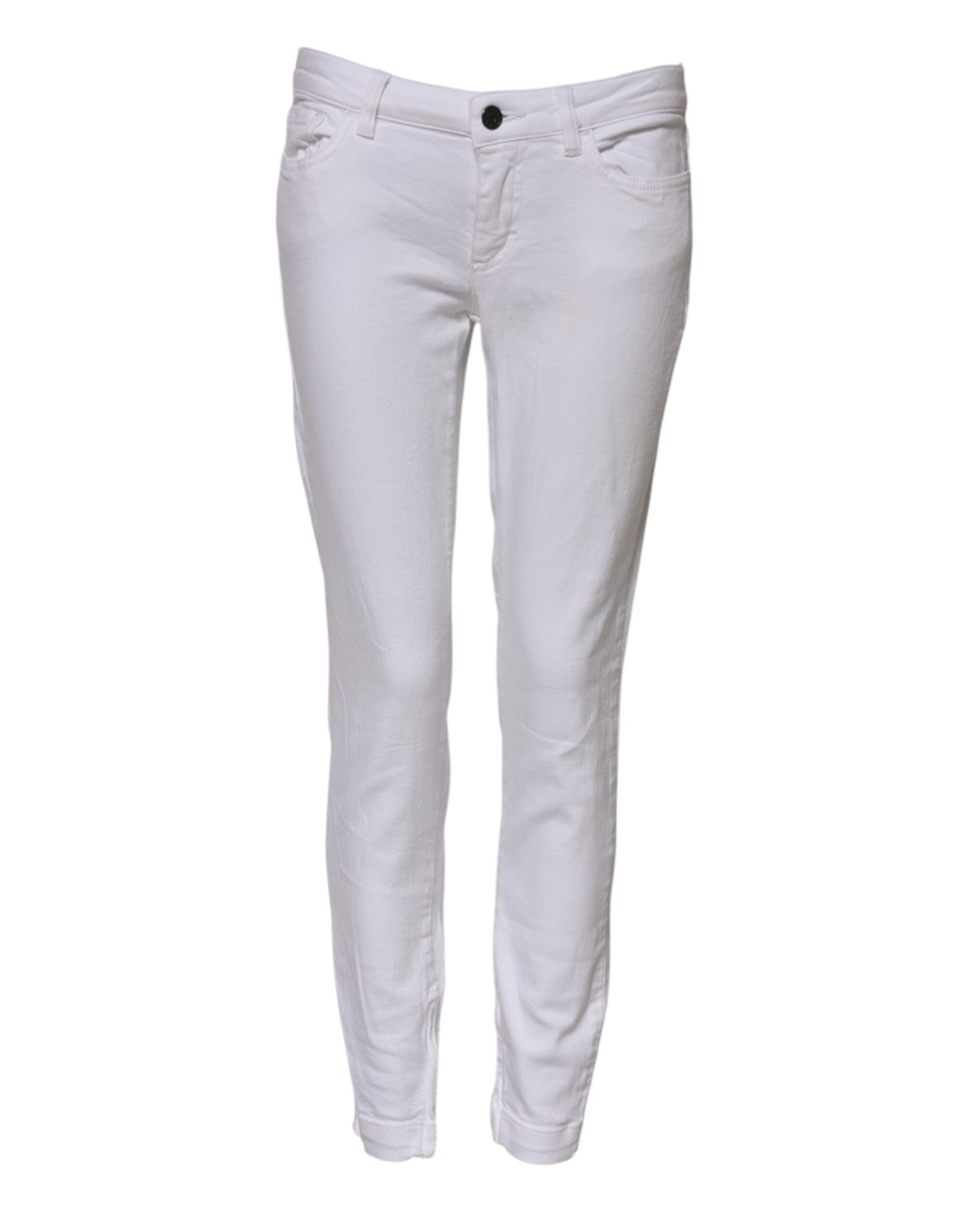Dolce & Gabbana Weiße Skinny Denim-Jeans aus Baumwolle mit niedriger Taille