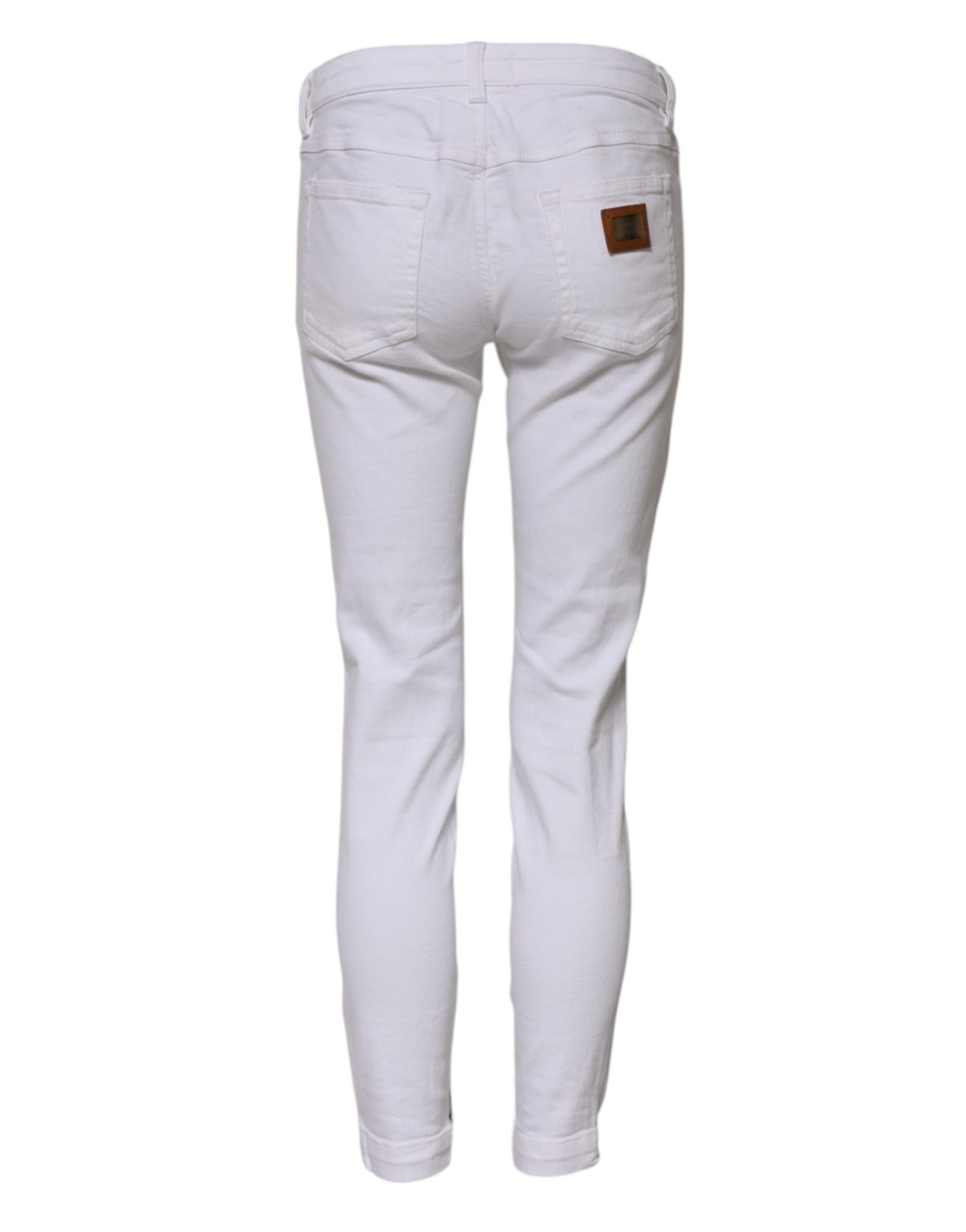 Dolce & Gabbana Weiße Skinny Denim-Jeans aus Baumwolle mit niedriger Taille