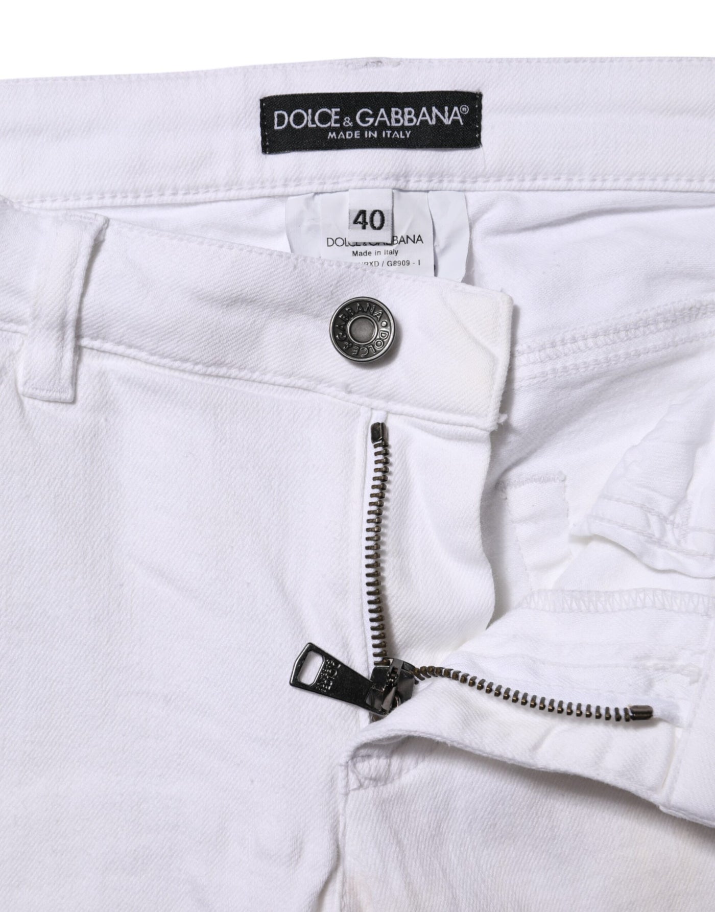 Dolce & Gabbana Weiße Skinny Denim-Jeans aus Baumwolle mit niedriger Taille