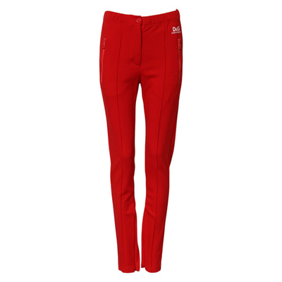 Dolce & Gabbana Rote Slim Fit-Hose mit mittlerer Taille
