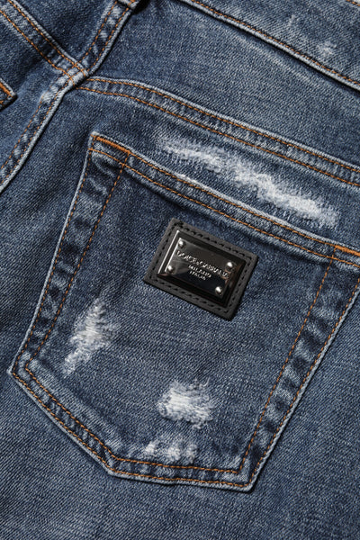 Dolce & Gabbana Blaue Boyfriend-Jeans aus zerfetztem Denim