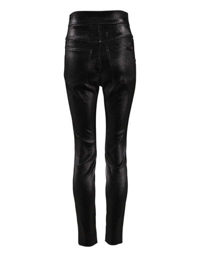 Dolce & Gabbana Schwarze Baumwoll-Stretch-Lurexfäden-Skinny-Hose