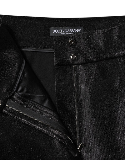 Dolce & Gabbana Schwarze Baumwoll-Stretch-Lurexfäden-Skinny-Hose