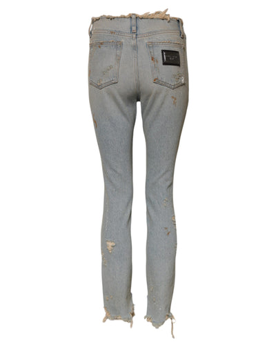 Dolce & Gabbana Hellblaue Skinny Denim Jeans mit hoher Taille