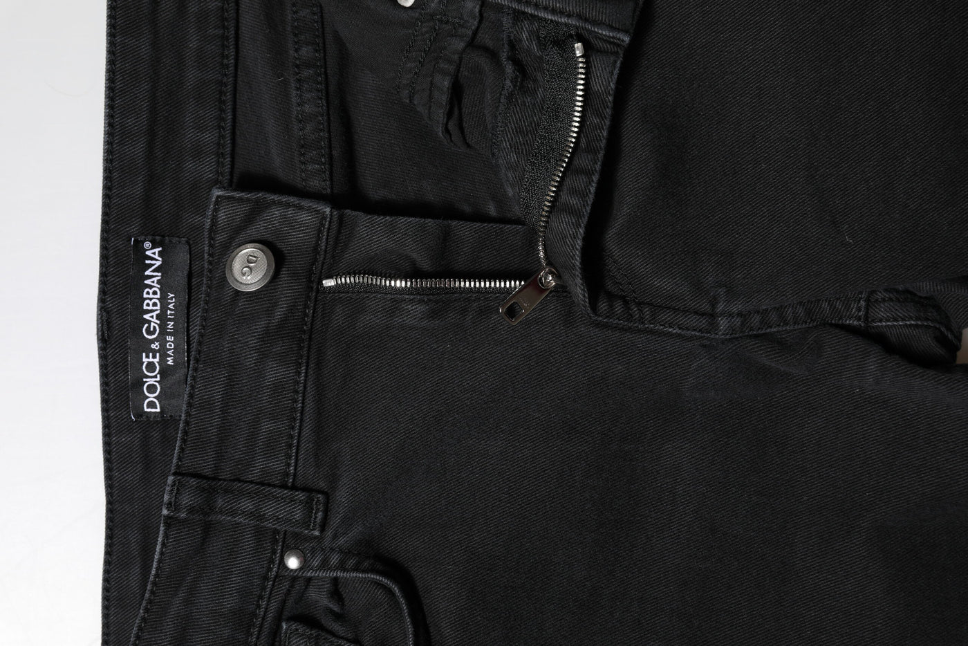 Dolce & Gabbana Schwarze Skinny Denim-Jeans aus Baumwolle mit mittlerer Taille