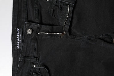 Dolce & Gabbana Schwarze Skinny Denim-Jeans aus Baumwolle mit mittlerer Taille