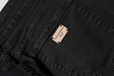 Dolce & Gabbana Schwarze Skinny Denim-Jeans aus Baumwolle mit mittlerer Taille