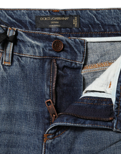 Dolce & Gabbana Blaue Boyfriend-Jeans aus zerfetztem Denim