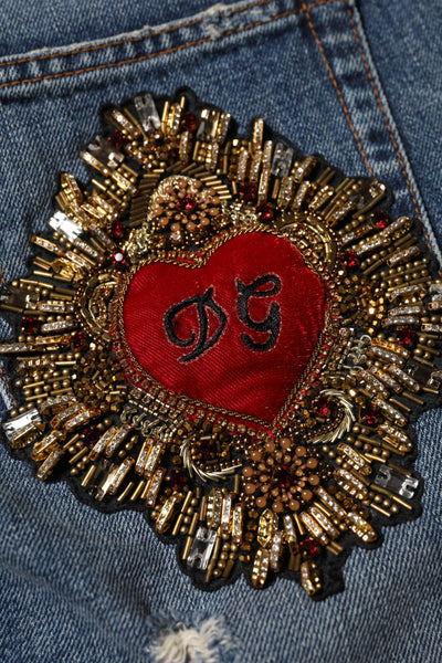 Dolce & Gabbana Blaue Boyfriend-Jeans aus zerfetztem Denim