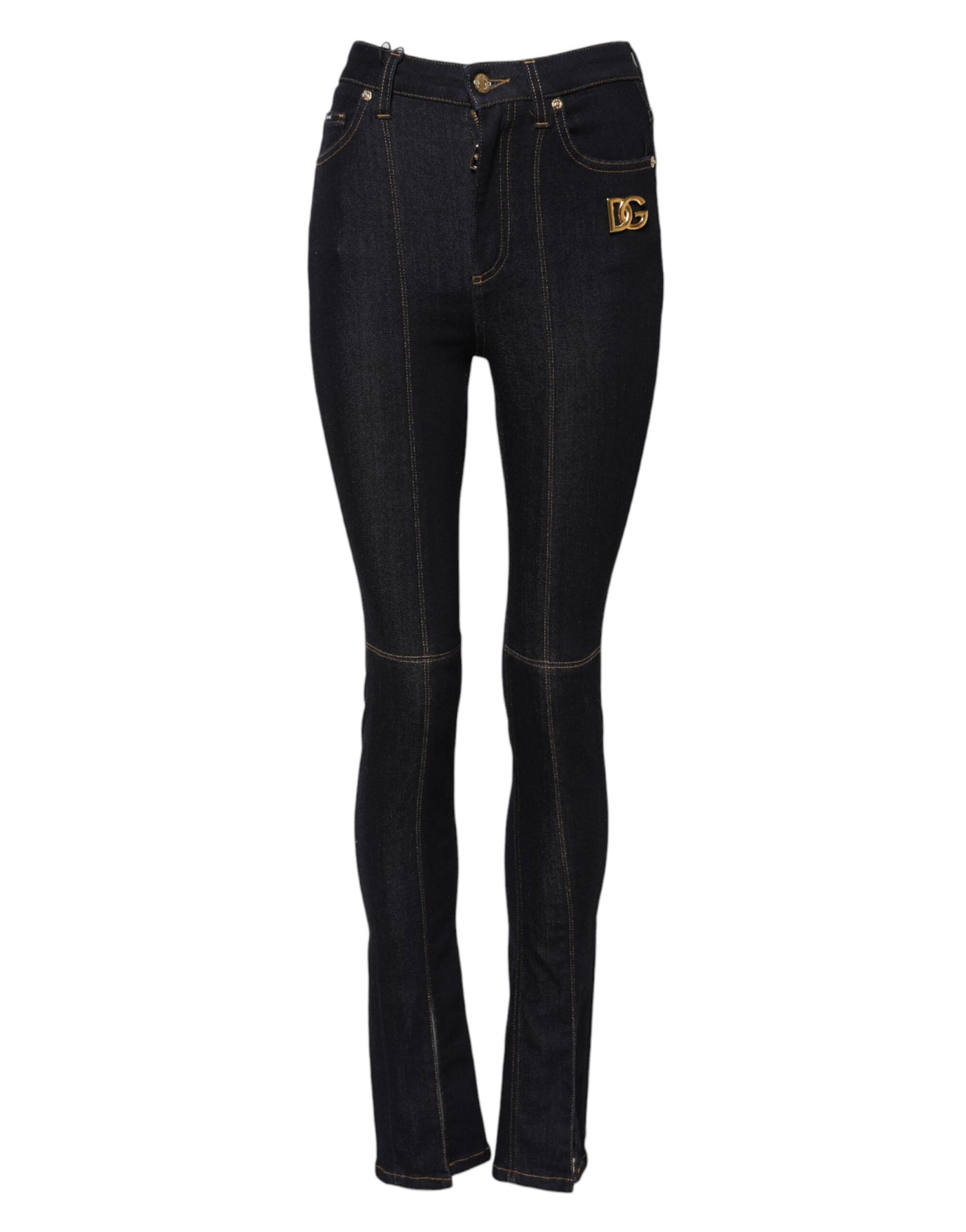 Dolce & Gabbana Blaue Baumwoll-Skinny-Denim-Jeans mit hoher Taille