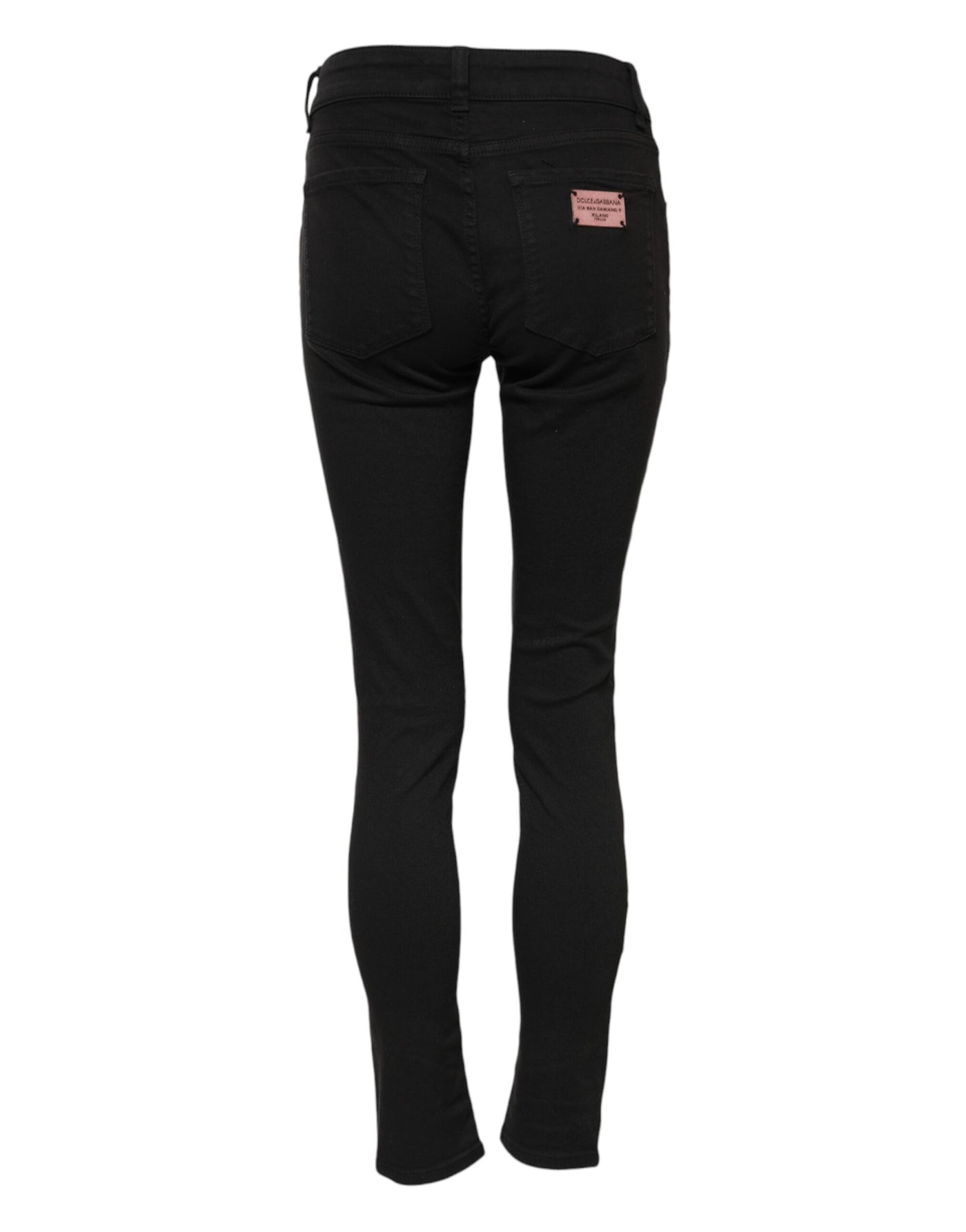 Dolce & Gabbana Schwarze Skinny Denim-Jeans aus Baumwolle mit mittlerer Taille