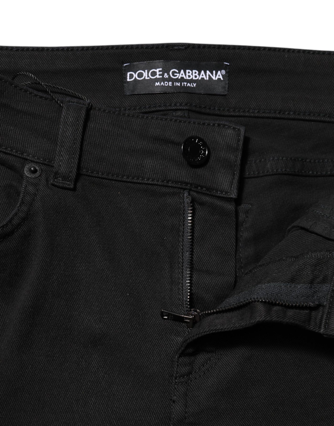 Dolce & Gabbana Schwarze Skinny Denim-Jeans aus Baumwolle mit mittlerer Taille
