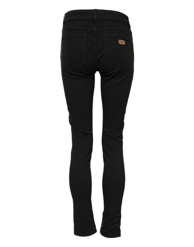 Dolce & Gabbana Schwarze Skinny Denim-Jeans aus Baumwolle mit mittlerer Taille