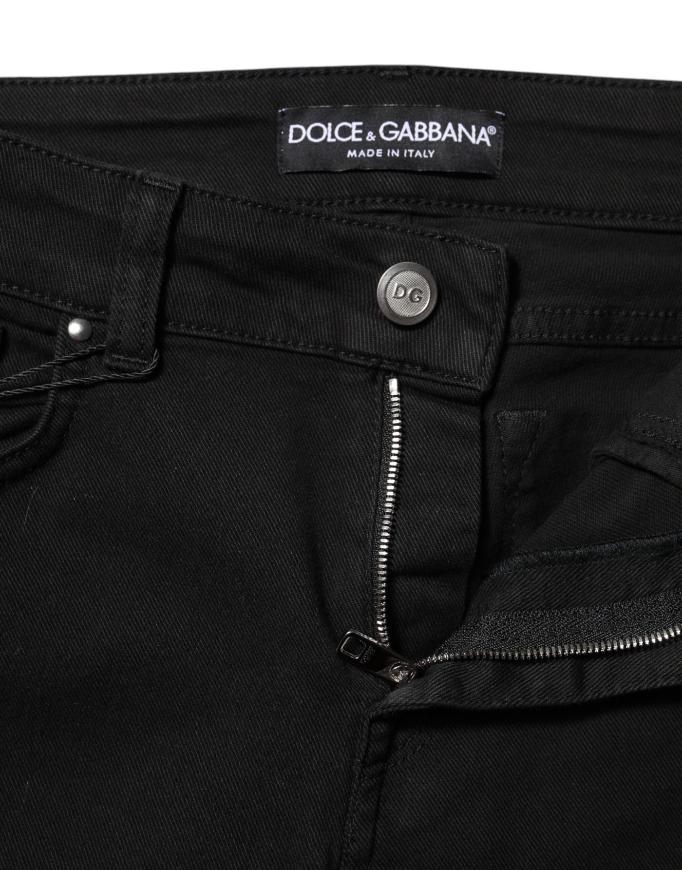 Dolce & Gabbana Schwarze Skinny Denim-Jeans aus Baumwolle mit mittlerer Taille
