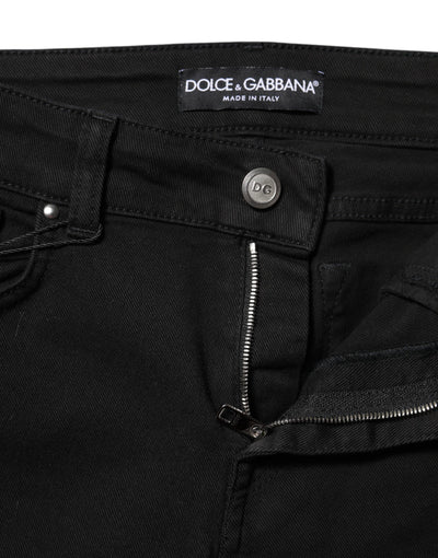 Dolce & Gabbana Schwarze Skinny Denim-Jeans aus Baumwolle mit mittlerer Taille