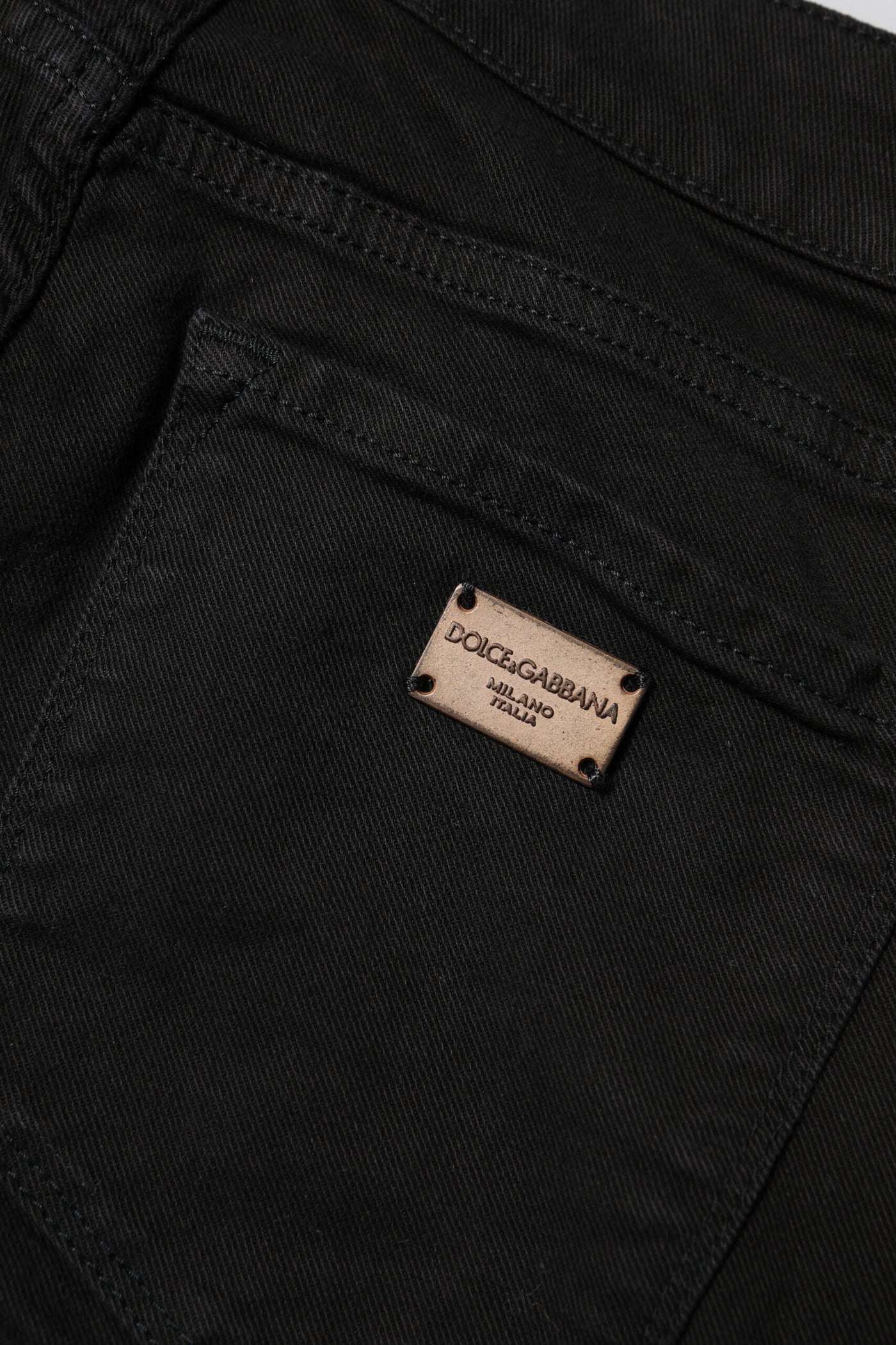Dolce & Gabbana Schwarze Skinny Denim-Jeans aus Baumwolle mit mittlerer Taille