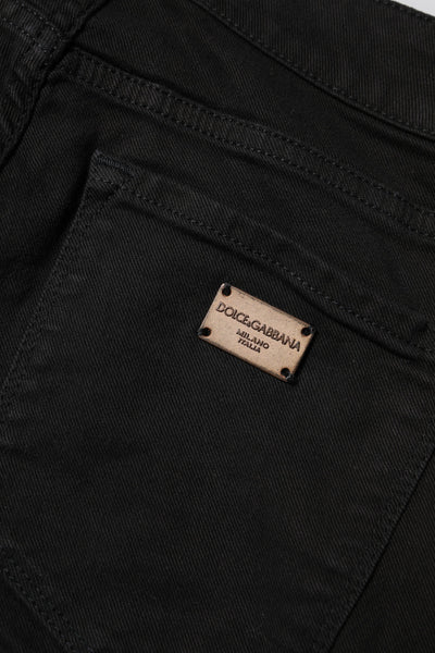 Dolce & Gabbana Schwarze Skinny Denim-Jeans aus Baumwolle mit mittlerer Taille