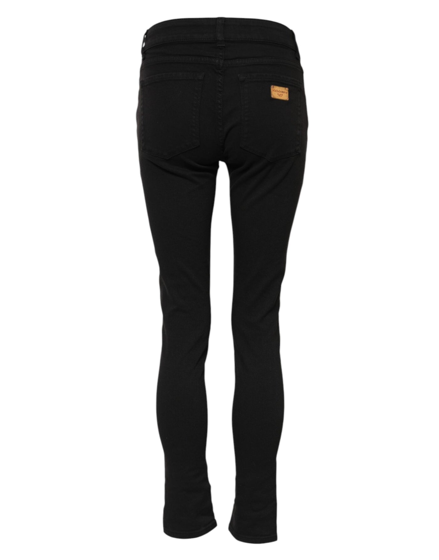 Dolce & Gabbana Schwarze Skinny Denim-Jeans aus Baumwolle mit mittlerer Taille