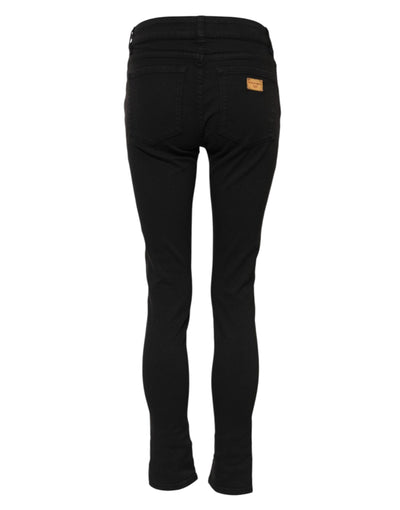 Dolce & Gabbana Schwarze Skinny Denim-Jeans aus Baumwolle mit mittlerer Taille