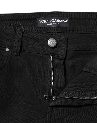 Dolce & Gabbana Schwarze Skinny Denim-Jeans aus Baumwolle mit mittlerer Taille