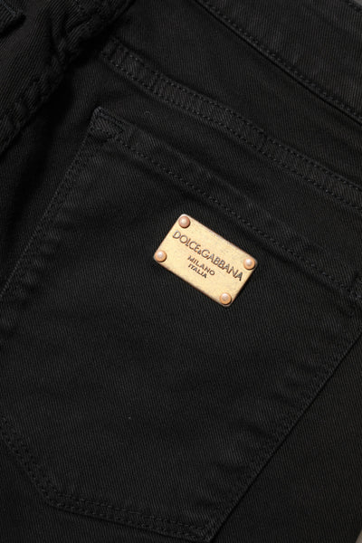 Dolce & Gabbana Schwarze Skinny Denim-Jeans aus Baumwolle mit mittlerer Taille