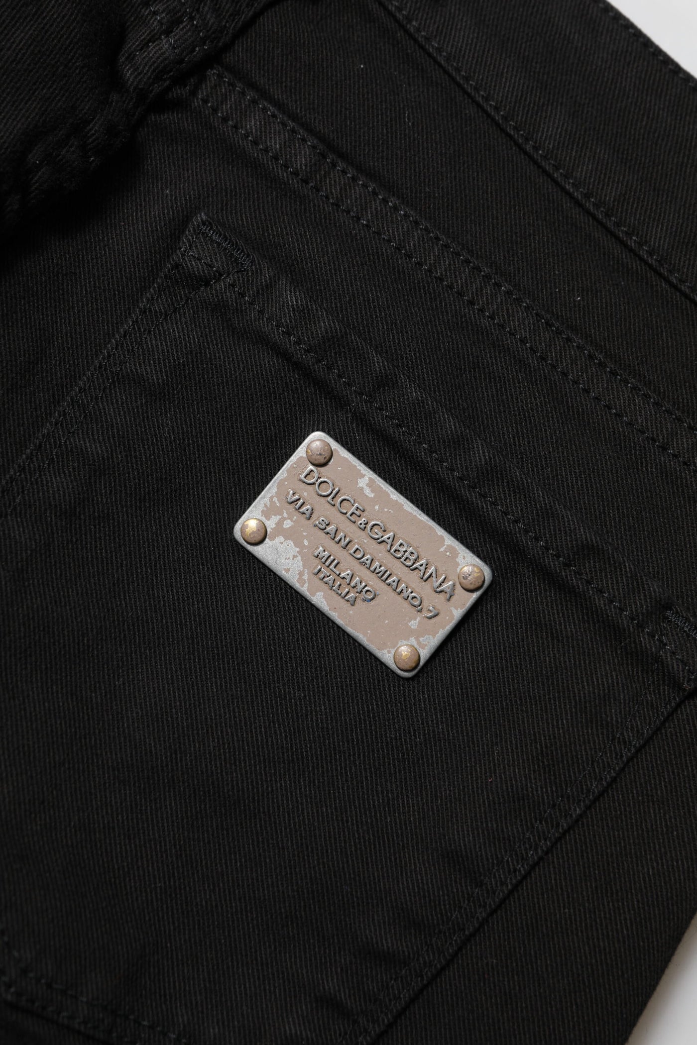 Dolce & Gabbana Schwarze Baumwolle Logo Skinny Mid Waist Denim Jeans