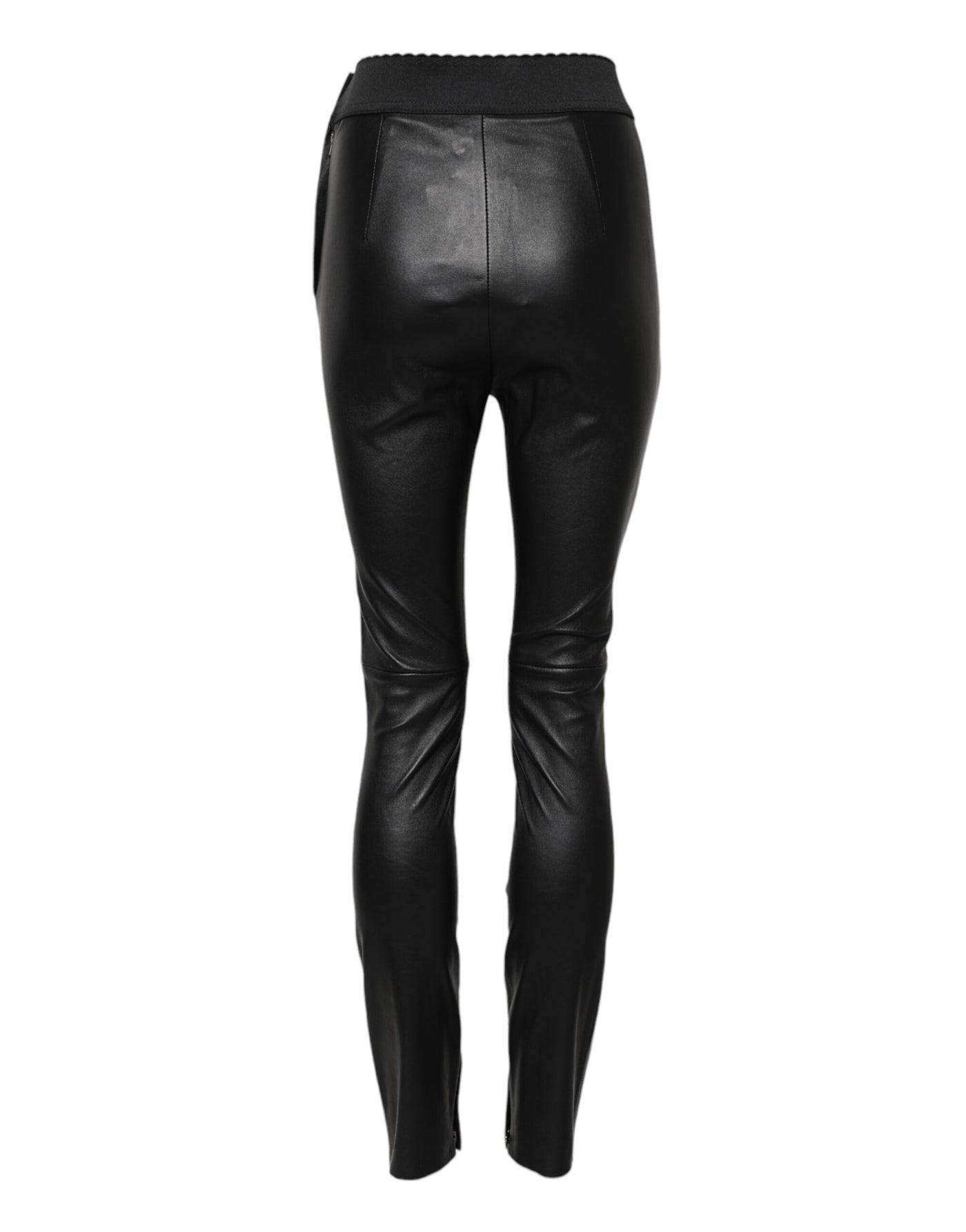Dolce & Gabbana Schwarze Lederhose mit elastischer Taille