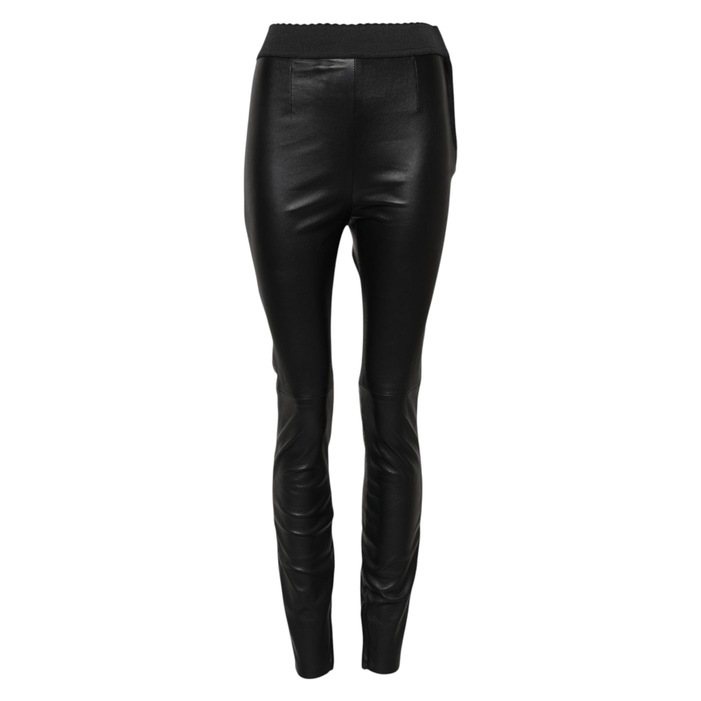 Dolce & Gabbana Schwarze Lederhose mit elastischer Taille