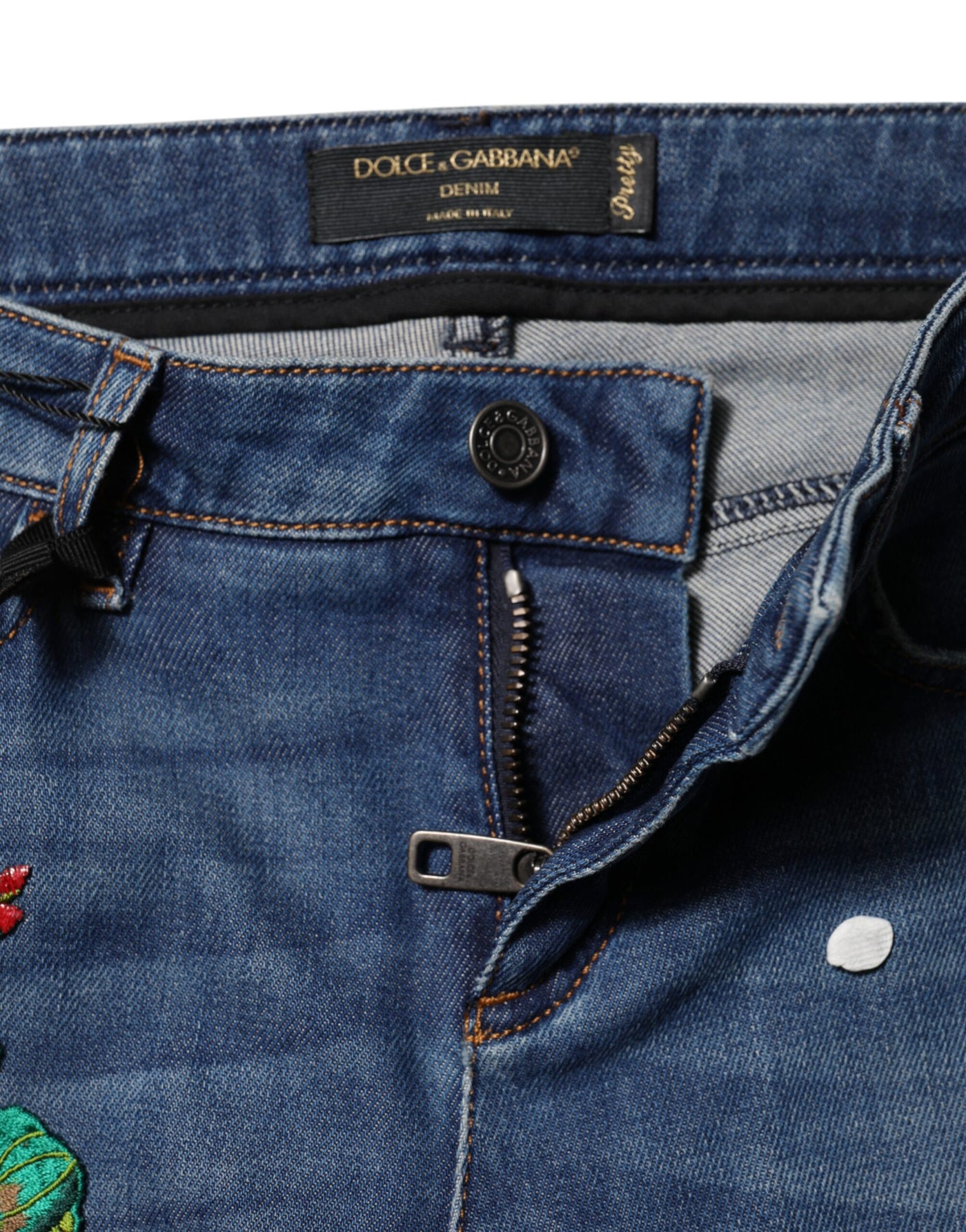Dolce & Gabbana Blaue Skinny Denim-Jeans aus Baumwolle mit niedriger Taille