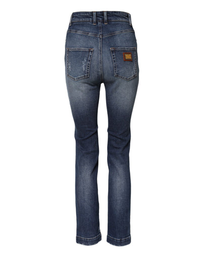 Dolce & Gabbana Blaue Denim-Jeans mit Strasssteinverzierung