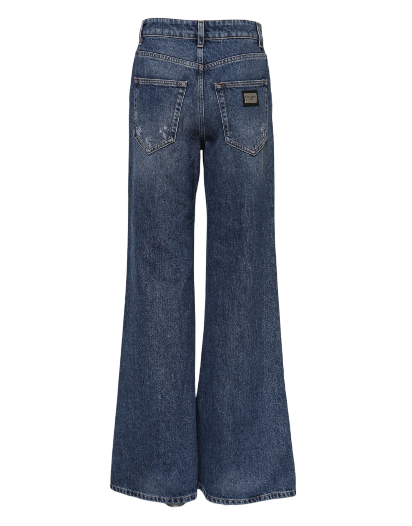 Dolce & Gabbana Blaue Baumwolljeans mit weitem Bein aus zerrissenem Denim